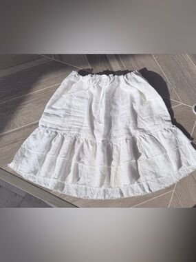 White Tiered Linen Skirt - Women's